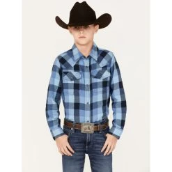 Cheapest ???? Cody James Youth Boys' Plaid Print Long Sleeve Snap Western Flannel ???? Shirt Navy ????