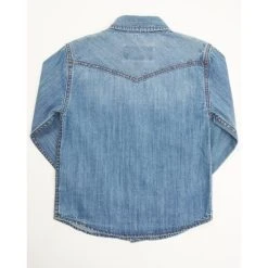Flash Sale ⌛ Cody James Boys' Foothill Denim Long Sleeve Pearl Snap Western ???? Shirt Medium Wash ???? -Cody James -shop unnamed file 1950