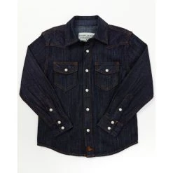 Flash Sale ⌛ Cody James Boys' Foothill Denim Long Sleeve Pearl Snap Western ???? Shirt Medium Wash ???? -Cody James -shop unnamed file 1951