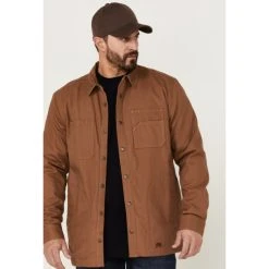 Best Sale ???? Cody James Men's FR Duck Line Work Snap ???? Shirt Jacket Camel ✨