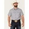 Hot Sale ???? Cody James Men's Double Arrow Geo Print Short Sleeve Snap Western ???? Shirt Grey ????