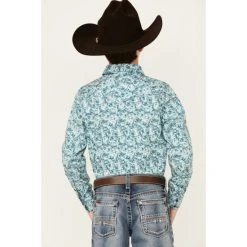 Flash Sale ???? Cody James Boys' Rushmore Paisley Print Long Sleeve Snap Western ???? Shirt Blue ???? -Cody James -shop unnamed file 2013