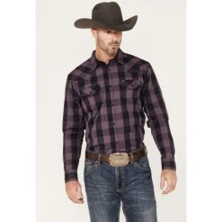 Cheapest ???? Cody James Men's Rustler Large Plaid Snap Western ???? Shirt Purple ????
