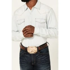 Promo ???? Cody James Men's Fort ???? Summer Light Wash Long Sleeve Snap Western Denim ???? Shirt ???? -Cody James -shop unnamed file 2047