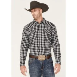 Promo ???? Cody James Men's Visa Versa Small Plaid Snap Western Flannel ???? Shirt Grey ????