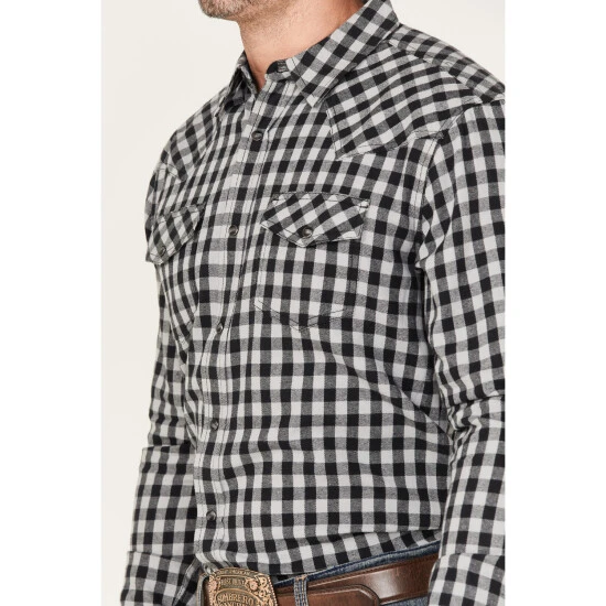 Promo ???? Cody James Men's Visa Versa Small Plaid Snap Western Flannel ???? Shirt Grey ???? 3 Promo ???? Cody James Men's Visa Versa Small Plaid Snap Western Flannel ???? Shirt Grey ???? - Image 3