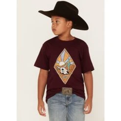 Budget ???? Cody James Boys' Desert Cactus & Skull Logo Graphic T-Shirt Maroon ????