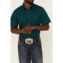Cheapest ???? Cody James Men's Marlin Geo Print Short Sleeve Snap Western ???? Shirt Teal ✨ -Cody James -shop unnamed file 2117