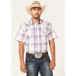 Best Pirce ???? Cody James Men's Woodson Large Plaid Short Sleeve Snap Western ???? Shirt White ????