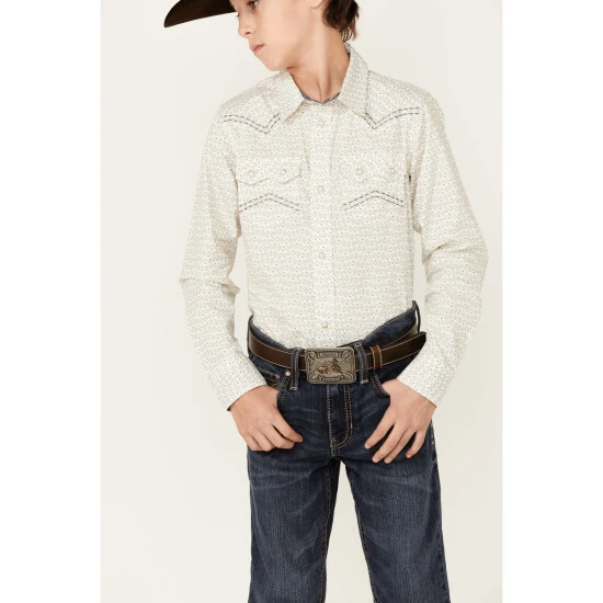 Buy ✔️ Cody James Boys' Crackle Southwestern Print Long Sleeve Snap Western ???? Shirt White ⭐ 2 Buy ✔️ Cody James Boys' Crackle Southwestern Print Long Sleeve Snap Western ???? Shirt White ⭐ - Image 2
