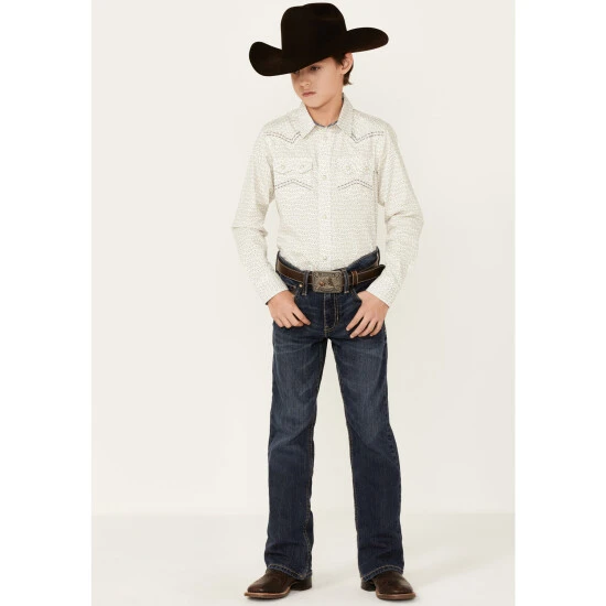 Buy ✔️ Cody James Boys' Crackle Southwestern Print Long Sleeve Snap Western ???? Shirt White ⭐ 4 Buy ✔️ Cody James Boys' Crackle Southwestern Print Long Sleeve Snap Western ???? Shirt White ⭐ - Image 4