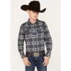 Coupon ???? Cody James Boys' Print Long Sleeve Snap Western ???? Shirt Purple ????