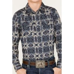Coupon ???? Cody James Boys' Print Long Sleeve Snap Western ???? Shirt Purple ???? -Cody James -shop unnamed file 2152