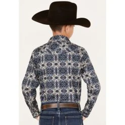 Coupon ???? Cody James Boys' Print Long Sleeve Snap Western ???? Shirt Purple ???? -Cody James -shop unnamed file 2153