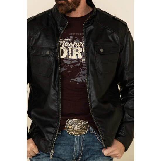 Brand new ⭐ Cody James Men's Black Backwoods Distressed Faux Leather Moto Jacket - Tall ???? 4 Brand new ⭐ Cody James Men's Black Backwoods Distressed Faux Leather Moto Jacket - Tall ???? - Image 4