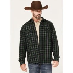 Promo ???? Cody James Men's Alder Tree Plaid Button-Down Bonded Western Flannet ???? Shirt Jacket Green ⭐