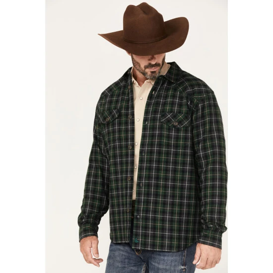 Promo ???? Cody James Men's Alder Tree Plaid Button-Down Bonded Western Flannet ???? Shirt Jacket Green ⭐ 2 Promo ???? Cody James Men's Alder Tree Plaid Button-Down Bonded Western Flannet ???? Shirt Jacket Green ⭐ - Image 2