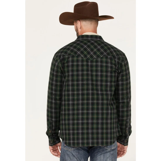 Promo ???? Cody James Men's Alder Tree Plaid Button-Down Bonded Western Flannet ???? Shirt Jacket Green ⭐ 4 Promo ???? Cody James Men's Alder Tree Plaid Button-Down Bonded Western Flannet ???? Shirt Jacket Green ⭐ - Image 4