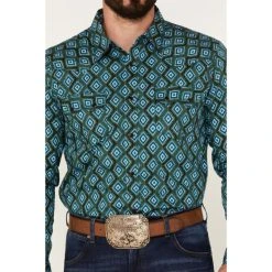 Buy ???? Cody James Men's Tavern Geo Print Long Sleeve Western ???? Shirt Dark Green ???? -Cody James -shop unnamed file 2286