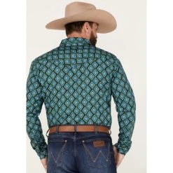 Buy ???? Cody James Men's Tavern Geo Print Long Sleeve Western ???? Shirt Dark Green ???? -Cody James -shop unnamed file 2287