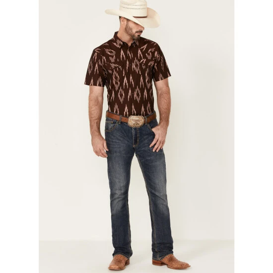 Best Pirce ❤️ Cody James Men's Treaty Southwestern Print Short Sleeve Snap Western ???? Shirt Burgundy ???? 2 Best Pirce ❤️ Cody James Men's Treaty Southwestern Print Short Sleeve Snap Western ???? Shirt Burgundy ???? - Image 2