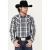 Best Pirce ???? Cody James Men's Trailblazer Plaid Print Long Sleeve Western Snap ???? Shirt Blue ????