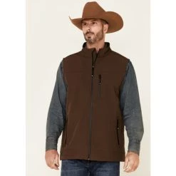 Budget ???? Cody James Core Men's Brown Bonded Wrightwood Zip-Front Softshell Vest - Big & Tall ????