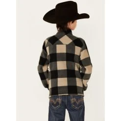Outlet ✨ Cody James Boys' Tan Lumber Jack Buffalo Check 1/4 Zip Polar Fleece Pullover ???? -Cody James -shop unnamed file 2361