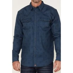 Best Pirce ⌛ Cody James Men's FR Houndstooth Check Long Sleeve Snap Work ???? Shirt Medium Blue ⭐ -Cody James -shop unnamed file 2429
