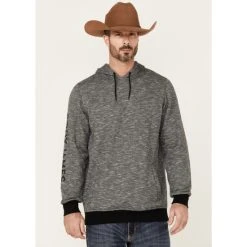 Brand new ???? Cody James Men's Heather Black Embroidered Logo Sleeve Pullover Hooded Sweatshirt ????