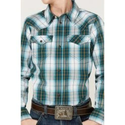 Best deal ???? Cody James Boys' Plaid Print Long Sleeve Western ???? Shirt Blue ???? -Cody James -shop unnamed file 2480