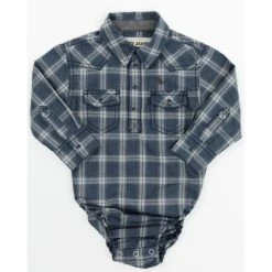 Wholesale ???? Cody James Infant-Boys' Plaid Print Long Sleeve Western Snap Onesie Navy ⭐