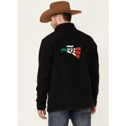 Cheapest ???? Cody James Core Men's Mexico Embroidered Sleeve Logo Zip-Front Steamboat Jacket Black ????