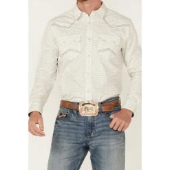 Outlet ⌛ Cody James Men's Crackle Southwestern Geo Print Long Sleeve Snap Western ???? Shirt White ✨ -Cody James -shop unnamed file 2507