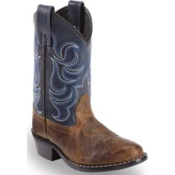 New ❤️ Cody James Boys' Two-Tone Embroidered Western ???? Boots - Round Toe Brown ????