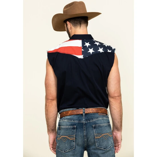 Hot Sale ⌛ Cody James Men's American Flag Bubba Sleeveless Western ???? Shirt Red ???? 2 Hot Sale ⌛ Cody James Men's American Flag Bubba Sleeveless Western ???? Shirt Red ???? - Image 2
