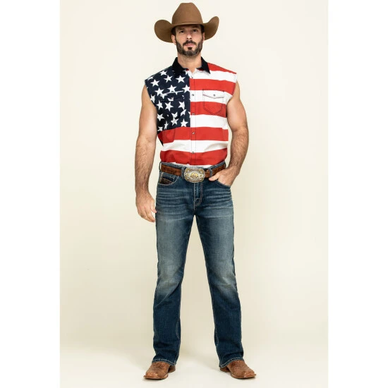 Hot Sale ⌛ Cody James Men's American Flag Bubba Sleeveless Western ???? Shirt Red ???? 6 Hot Sale ⌛ Cody James Men's American Flag Bubba Sleeveless Western ???? Shirt Red ???? - Image 6