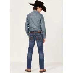 Deals ✔️ Cody James Little Boys' Hazer Dark Wash Mid-Rise Stretch Slim Straight ???? Jeans - Sizes 4-8 Blue ✨