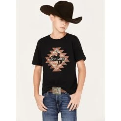 New ???? Cody James Boys' Southwestern Logo Graphic T-Shirt Black ????
