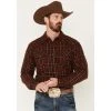 New ???? Cody James Men's Rusty Spur Plaid Print Long Sleeve Snap Western Flannel ???? Shirt - Big & Tall Rust Copper ????