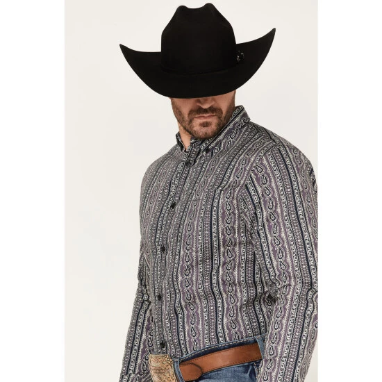 Buy ⌛ Cody James Men's Marsh Paisley Print Button-Down Western ???? Shirt Purple ???? 2 Buy ⌛ Cody James Men's Marsh Paisley Print Button-Down Western ???? Shirt Purple ???? - Image 2