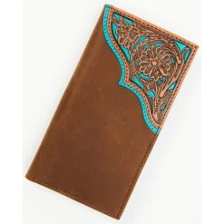 Outlet ???? Cody James Men's Turquoise Underlay & Brown Tooled Rodeo Wallet ????