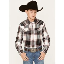 Buy ???? Cody James Boys' Long Sleeve Plaid Print Flannel ???? Shirt Cream ????