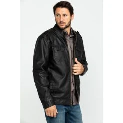 Buy ???? Cody James Men's Backwoods Distressed Faux Leather Moto Jacket Brown ???? -Cody James -shop unnamed file 2714