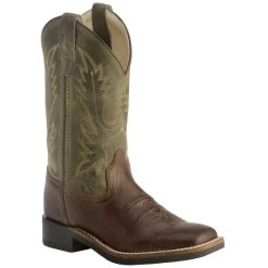 Cheap ???? Cody James Boys' Stitched Olive Cowboy ???? Boots - Square Toe Barnwood ????