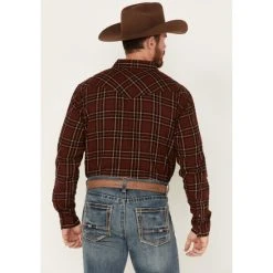 Hot Sale ???? Cody James Men's Rusty Spur Plaid Print Long Sleeve Snap Western Flannel ???? Shirt Rust Copper ⌛ -Cody James -shop unnamed file 2754