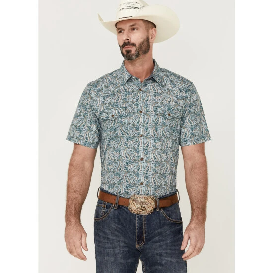 Flash Sale ???? Cody James Men's Vista Paisley Print Short Sleeve Snap Western ???? Shirt Blue ???? 1 Flash Sale ???? Cody James Men's Vista Paisley Print Short Sleeve Snap Western ???? Shirt Blue ????