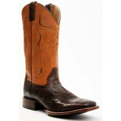 New ???? Cody James Men's Melbourne Cognac Leather Western ???? Boots - Broad Square Toe Orange ????