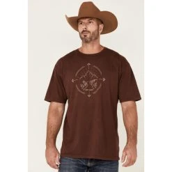 Deals ???? Cody James Men's Heather Burgundy Desert Compass Graphic Short Sleeve T-Shirt ⭐