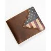 Outlet ???? Cody James Men's Brown Distressed Flag Bifold Wallet Red/white/blue ????